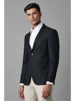 Louis Philippe - Men Black Slim Fit Textured Formal Blazer