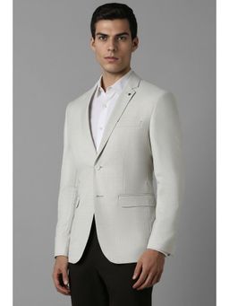 Louis Philippe - Men Grey Slim Fit Checks Formal Blazer