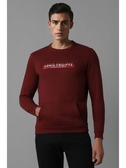 Louis Philippe - Men Casual Maroon Print Sweatshirt