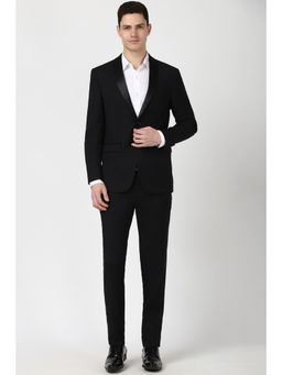 Peter England - Men Black Solid Slim Fit Formal Blazer & Trouser (Set of 2)