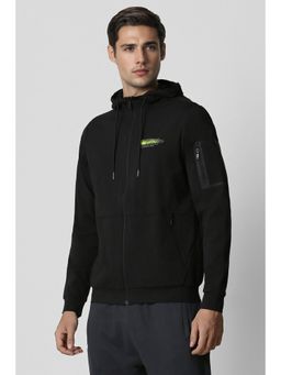 Van Heusen - Men Black Solid Casual Hoodie