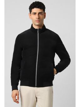 Van Heusen - Men Black Solid Casual Bomber Jacket