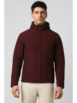 Van Heusen - Men Maroon Solid Casual Bomber Jacket