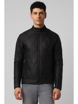 Van Heusen - Men Black Solid Casual Bomber Jacket