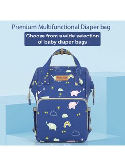Polka Tots - Diaper Bag Large Capacity With 17 Pockets For Moms & Dads - Blue
