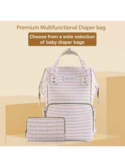 Polka Tots - Stylish Multifunctional Rainbow Diaper Bag For Mothers Travel With Pouch - Peach