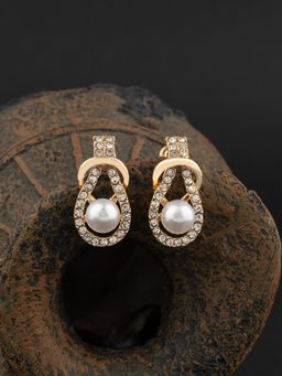 E2O - Gold Plated Stones Crafted Contemporary Drop Earring