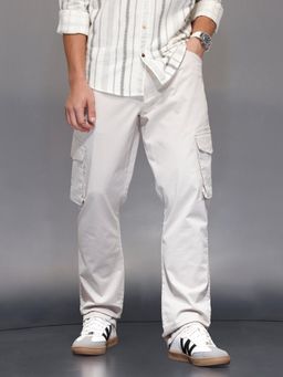 WROGN - Men’s straight fit Cargo Trousers - White
