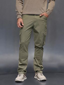 WROGN - Men's straight fit trouser with cargo pockets - Olive