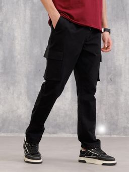 WROGN - Straight Fit Cotton Stretch Cargo Trouser I Black
