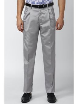 Peter England - Men Grey Solid Regular Fit Casual Trousers