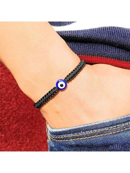 Yellow Chimes - Unisex Black & Blue Evil Eye Bead Wraparound Bracelet