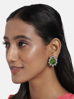 Accessher - Gold-Plated Ad Yellow Studded Handcrafted Drop Earrings For Women & Girls