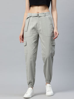 Popnetic - Women Metallic High-Rise Cargo Joggers