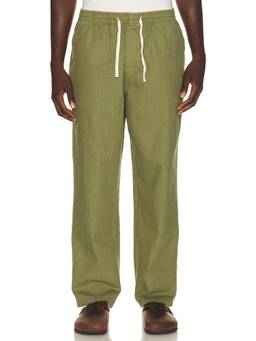 Rhythm - Essential Herringbone Men's Drawstring Twill Pyjamas Olive