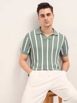 The Bear House - Men's Cotton Striped Polo T-Shirt