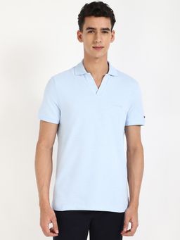 Tommy Hilfiger - Blue Solid Half Sleeves Polo T-Shirt