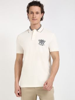 Tommy Hilfiger - White Printed Half Sleeves Polo T-Shirt