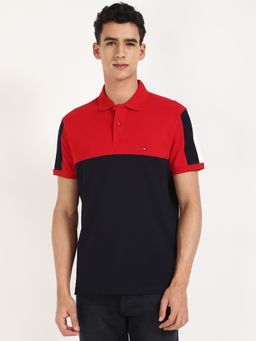 Tommy Hilfiger - Navy Blue Colorblock Half Sleeves Polo T-Shirt