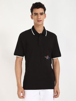 Tommy Hilfiger - Black Printed Half Sleeves Polo T-Shirt