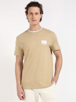 Tommy Hilfiger - Beige Printed Half Sleeves T-Shirt