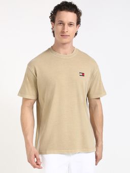 Tommy Hilfiger - Beige Solid Half Sleeves T-Shirt