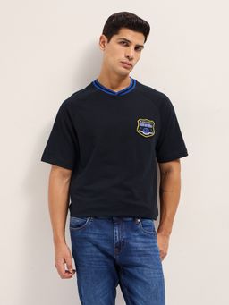 The Bear House - Men's Cotton Applique Work Oversized T-Shirt