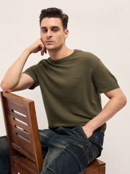 The Bear House - Men's Cotton Solid Crew Neck T-Shirt