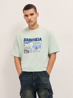 The Bear House - Men's Cotton Printed Design Oversize T-Shirt