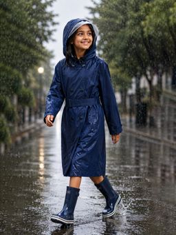 Little Surprise Box - Navy Blue Trench Coat Raincoat for Kids & Teens