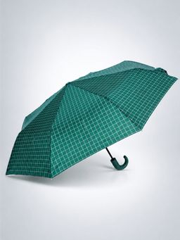 Little Surprise Box - 3 Fold Dark Green Checkered Auto Open & Close Umbrella for Teens & Adults