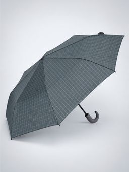 Little Surprise Box - 3 Fold Grey Checkered Auto Open & Close Umbrella for Teens & Adults