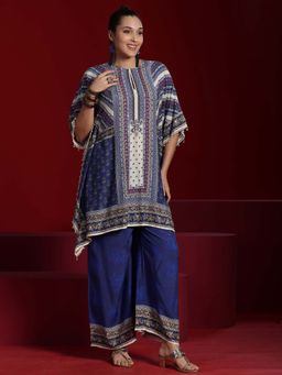 Libas Art - Blue Ethnic Motif Printed Kaftan with Palazzo (Set of 2)