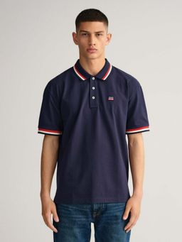 GANT - Men Blue Solid Regular Fit Polo T-Shirt