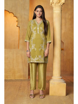 Autumnlane - Anumeha Sage Green Embroidered Work Kurti with Pant