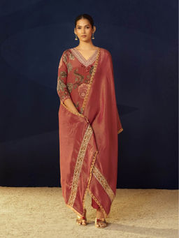Autumnlane - Aster Rust Floral Printed Kurta with Pant and Dupatta