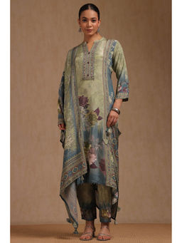 Soch - Green Muslin Floral Printed Kurta with Pant and Dupatta