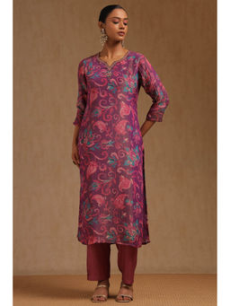 Soch - Purple Tissue Floral Printed Kurta with Pant