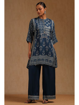 Soch - Indigo Dola Silk Floral Printed Co-Ord Set