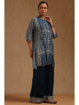 Soch - Indigo Dola Silk Block Print Co-Ord Set