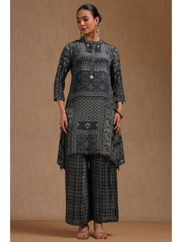 Soch - Navy Blue Crepe Printed Motifs Co-Ord Set