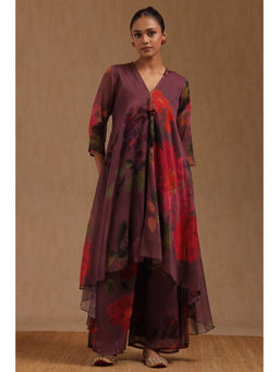 Soch - Purple Chiffon Floral Print Co-Ord Set