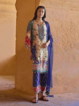 Autumnlane - Kara Rouge Multi-Color Floral Printed Kurta with Pant and Dupatta
