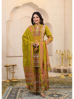 Autumnlane - Kara Green Floral Printed Kurta with Sharara and Pant