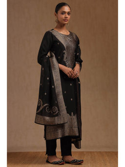 Soch - Black Organza Woven Beads Work Kurta with Pant and Dupatta