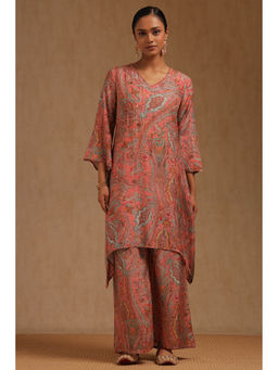 Soch - Peach Muslin Paisley Printed Co-Ord Set