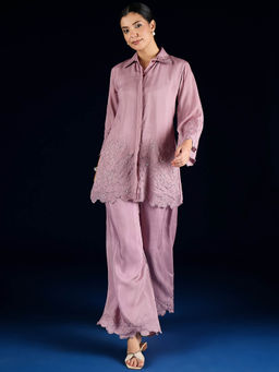 Varanga - Mauve Embroidered Beads Work Co-Ord Set