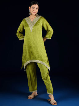 Varanga - Green Zari Embroidered Kurti with Pant
