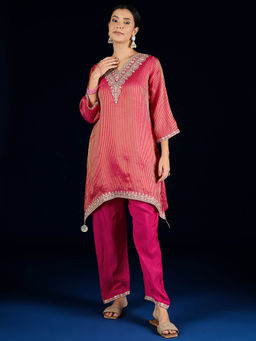 Varanga - Pink Zari Embroidered Kurti with Pant