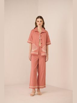 Calling June - Coral Jill Embroidered Pant